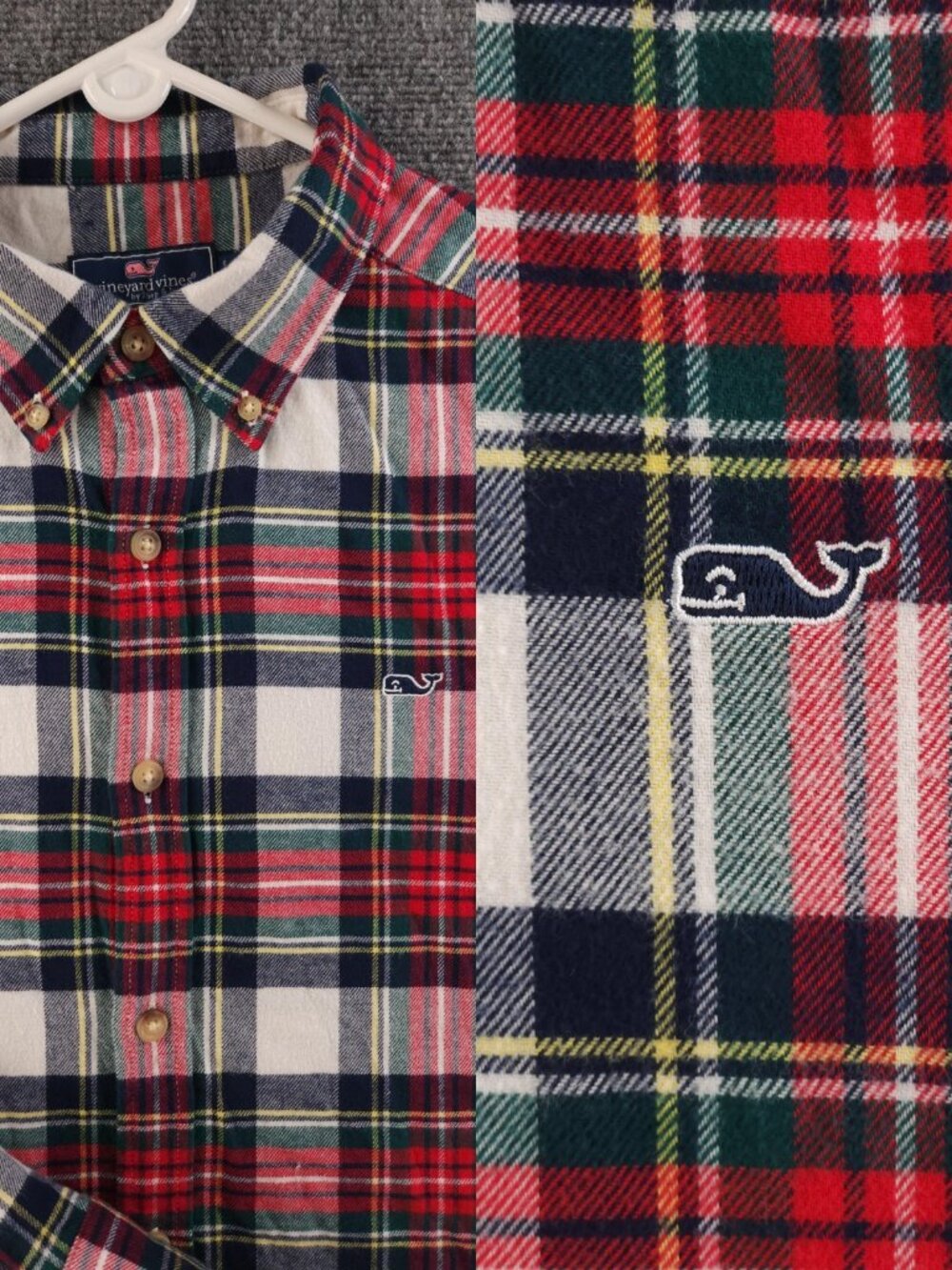 Vineyard Vines Flannel Colorful Large Soft Plaid Cotton Spandex Button-Down Men